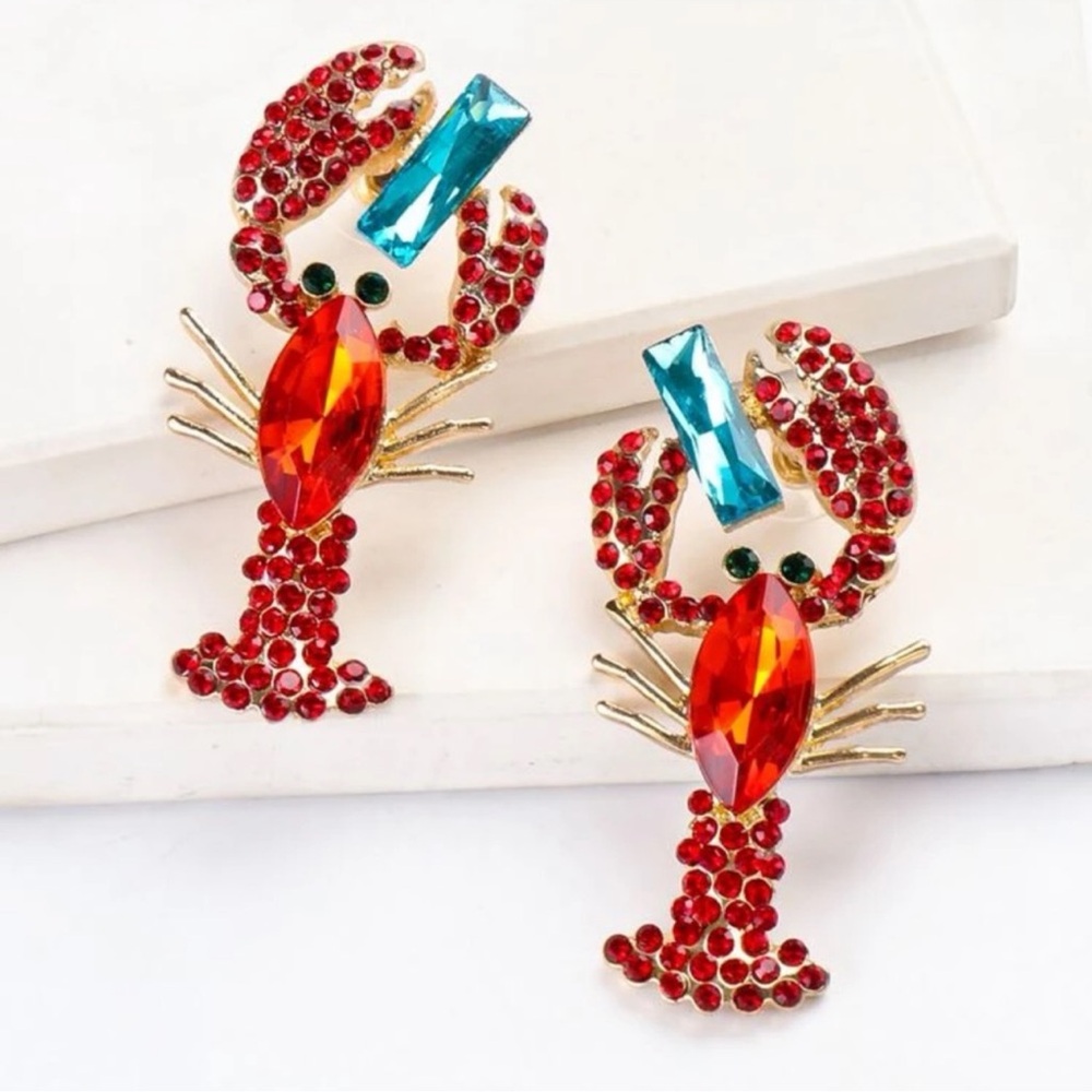 Red and Blue Lobster Earrings never worn